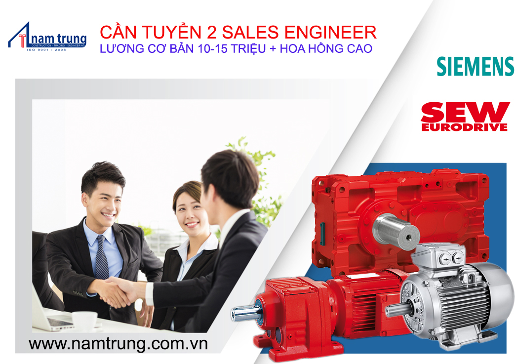 Tuyển 2 sales engineer lương thưởng hấp dẫn.